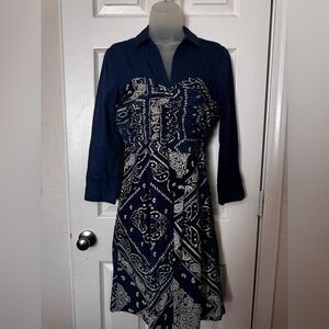 HOLDING HORSES Navy and White Paisley Dress